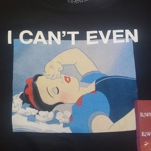 Girls Snow White "I Can't Even" Short Sleeve Graphic T-Shirt Size XL NEW